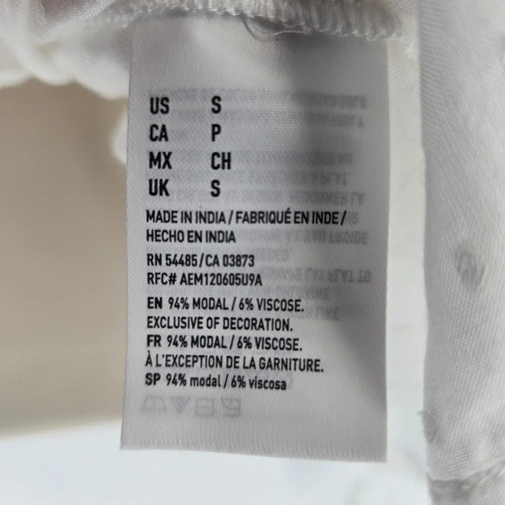 American Eagle White Swiss Dot Ruffle‎ Lace Boho Blouse Top Small - Picture 4 of 8